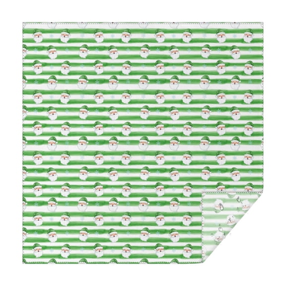 70x70 Inch Square Tablecloth, Thick & Durable, Washable, Fits Square or Round Table, Party, Wedding, Buffet,Christmas Santa Green Stripe Pattern