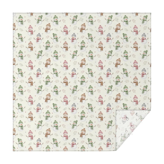 70x70 Inch Square Tablecloth, Thick & Durable, Washable, Fits Square or Round Table, Party, Wedding, Buffet,Christmas Snowman Scarf Beige Pattern