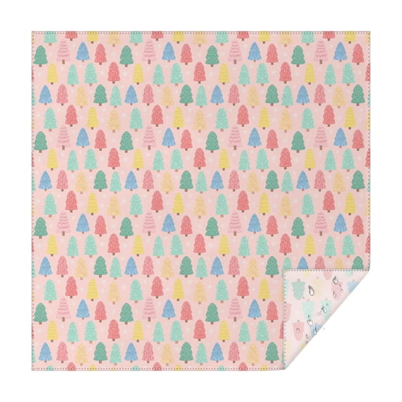 70x70 Inch Square Tablecloth, Thick & Durable, Washable, Fits Square or Round Table, Party, Wedding, Buffet,Christmas Tree Colorful Pink Pattern