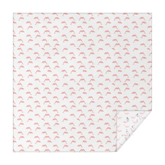 70x70 Inch Square Tablecloth, Thick & Durable, Washable, Fits Square or Round Table, Party, Wedding, Buffet,Dolphin Silhouette Pink Pattern