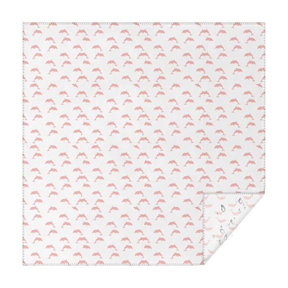 70x70 Inch Square Tablecloth, Thick & Durable, Washable, Fits Square or Round Table, Party, Wedding, Buffet,Dolphin Silhouette Pink Pattern