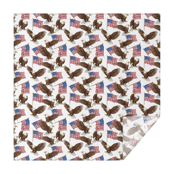 70x70 Inch Square Tablecloth, Thick & Durable, Washable, Fits Square or Round Table, Party, Wedding, Buffet,Eagle American Flag White Pattern