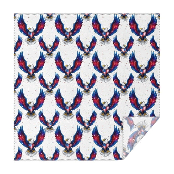 70x70 Inch Square Tablecloth, Thick & Durable, Washable, Fits Square or Round Table, Party, Wedding, Buffet,Eagle Flag Wing White Pattern