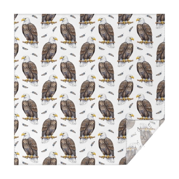 70x70 Inch Square Tablecloth, Thick & Durable, Washable, Fits Square or Round Table, Party, Wedding, Buffet,Eagle Perched Feather White Pattern
