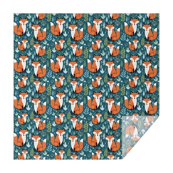 70x70 Inch Square Tablecloth, Thick & Durable, Washable, Fits Square or Round Table, Party, Wedding, Buffet,Fox Floral Leaf Dark Teal Pattern