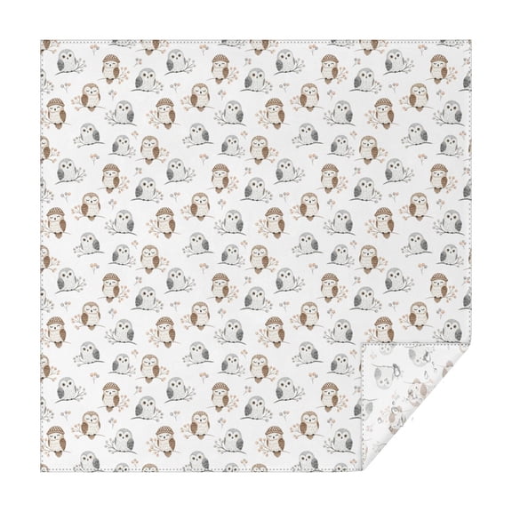 70x70 Inch Square Tablecloth, Thick & Durable, Washable, Fits Square or Round Table, Party, Wedding, Buffet,Owl Knit Berries White Pattern
