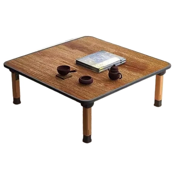 70x70cm Wooden Folding Low Floor Table For Tea, Coffee, Meditation, Laptop Use – Square Tatami-Style Adjustable Table