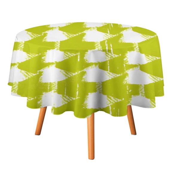 70x70in Round Tablecloth Car Line Straight And Dense Wireless Head Gap Durable Easy To Clean For Picnic Living Room Dining Room Chartreuse Retro Houndstooth Hand-drawn Sketch_1