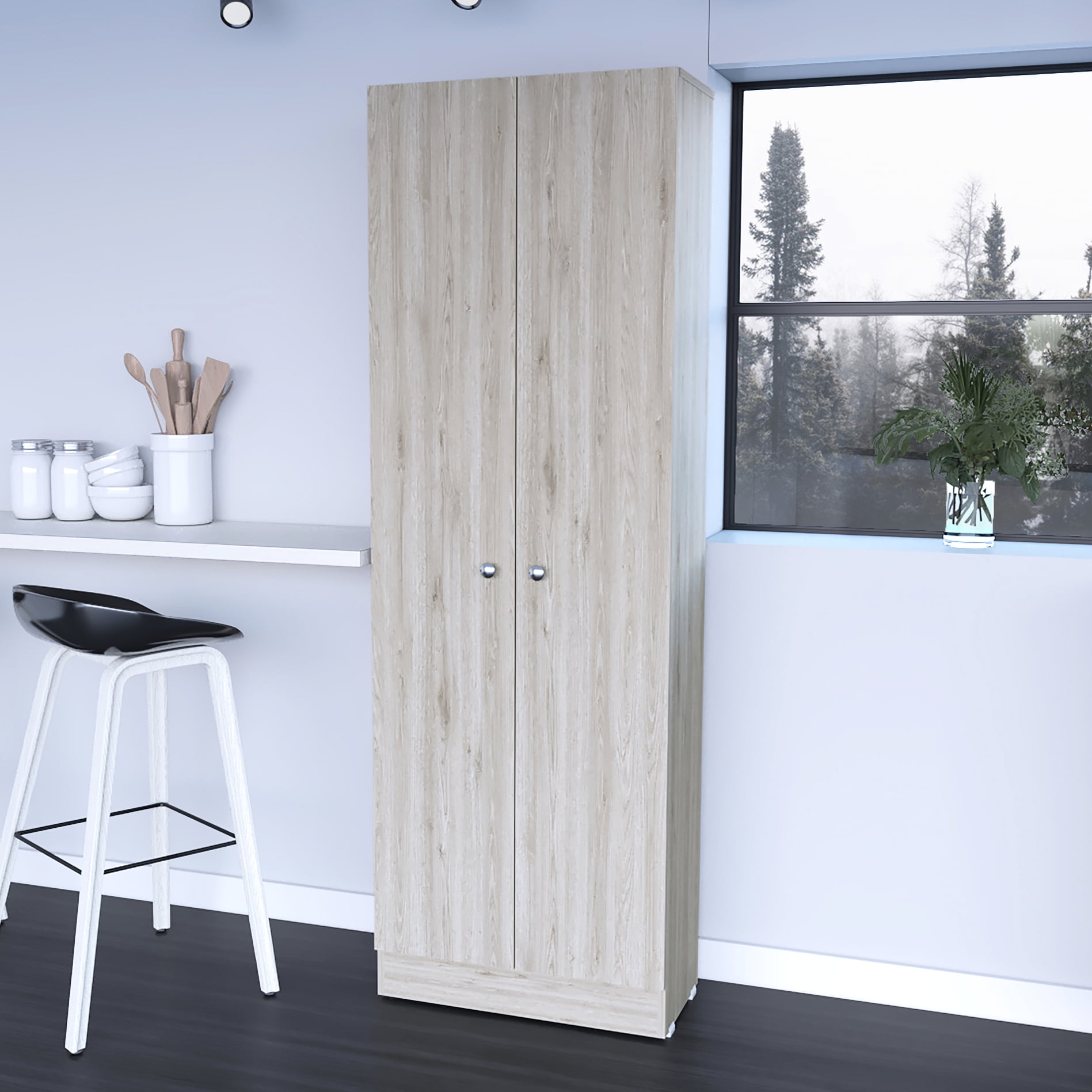 71.1" High Grey Cupboard - 5 Interior Shelves For Practical Storage 2-door File Cabinet With Office Supplies