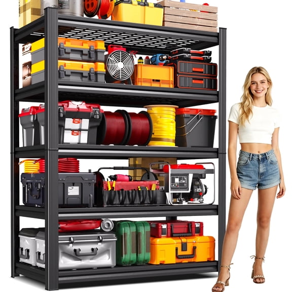 JOJUOU Garage Shelving,36"W Wire Heavy Duty Shelving ,5 Tier Adjustable Storage Shelves,Utility Metal Shelving Unit with Anti-tip,Storage Shelf for Garage,Warehouse,72"H*36"W*16"D