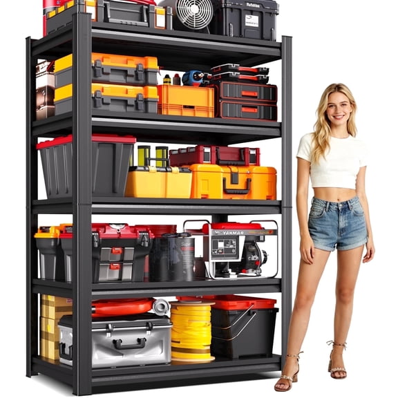 JOJUOU 71.2'H Heavy Duty Garage Shelving,5 Tier Adjustable Storage Shelves,Utility Metal Shelving Unit with Anti-tip,Storage Shelf for Garage,Warehouse,71.2"H*35.4"W*16"D