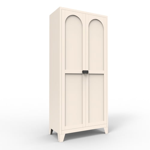 71'' 2 Shapely Door Cabinet With Lock, Metal Storage Cabinet with Doors and Adjustable Shelves, for Kitchen, Bedroom, Living Room(Beige)