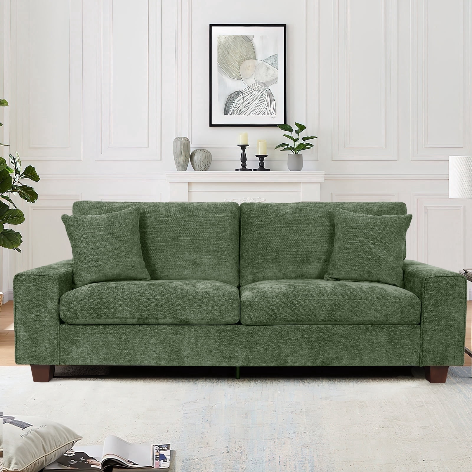 71.25" Modern Loveseat Sofa for Living Room with Removable Sofa Cushion and Detachable Sofa Cover, Small Sofa for Small Space(Green)