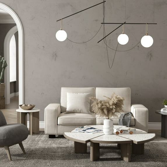 71.25" Modern Sofas for Living Room, Chenille Fabric Sofa Loveseat Couch with Metal, Solid Wood Frame,High Density Cotton, Removable Back Cushion and Seat Cushion(Beige)