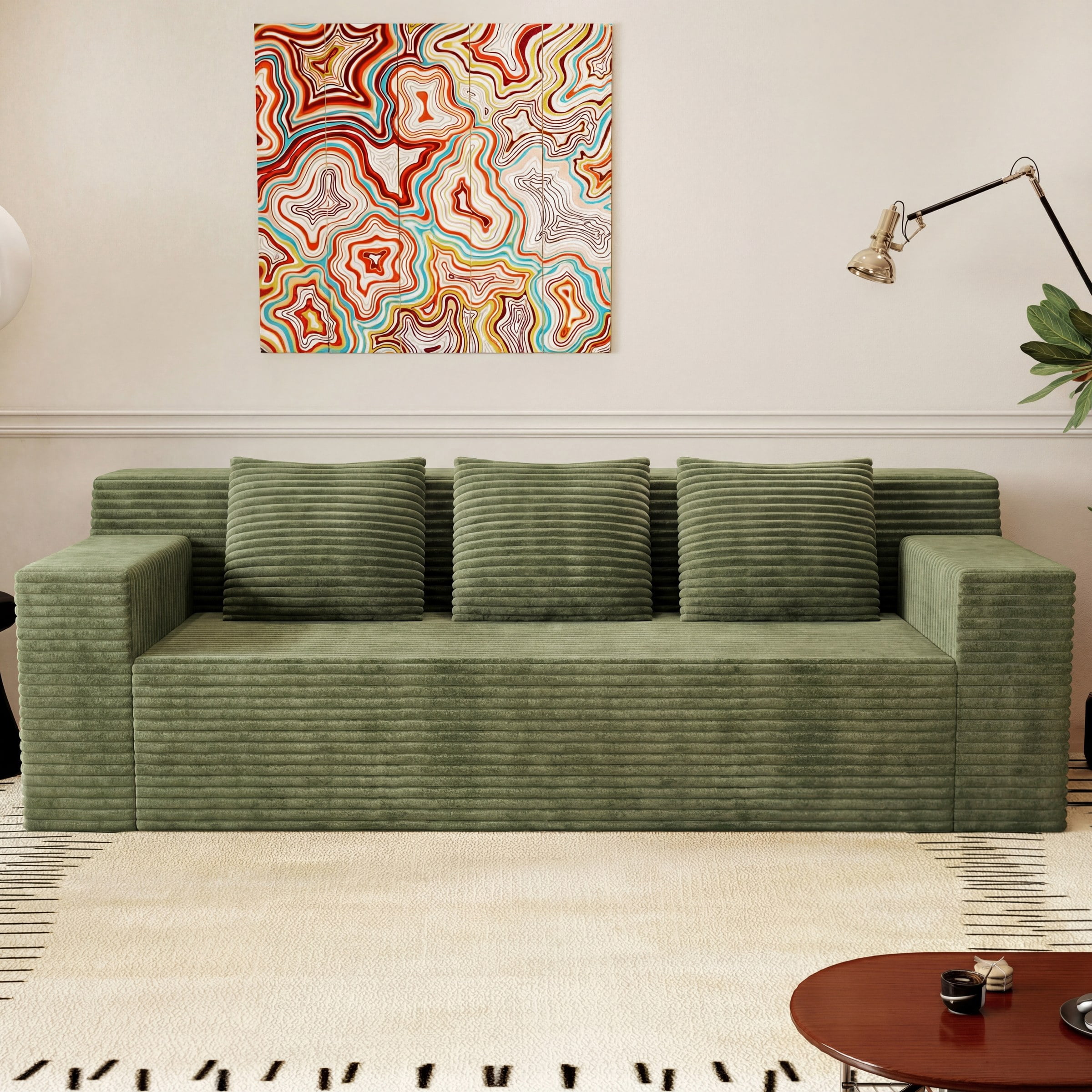 71" 3 Setaser Sofa,Corduroy Fabric,Deep Seat Couches,Comfy Loveseat Sofa,No Assembly,1pcs for Living Room, BedRoom,Conference Room, Apartment