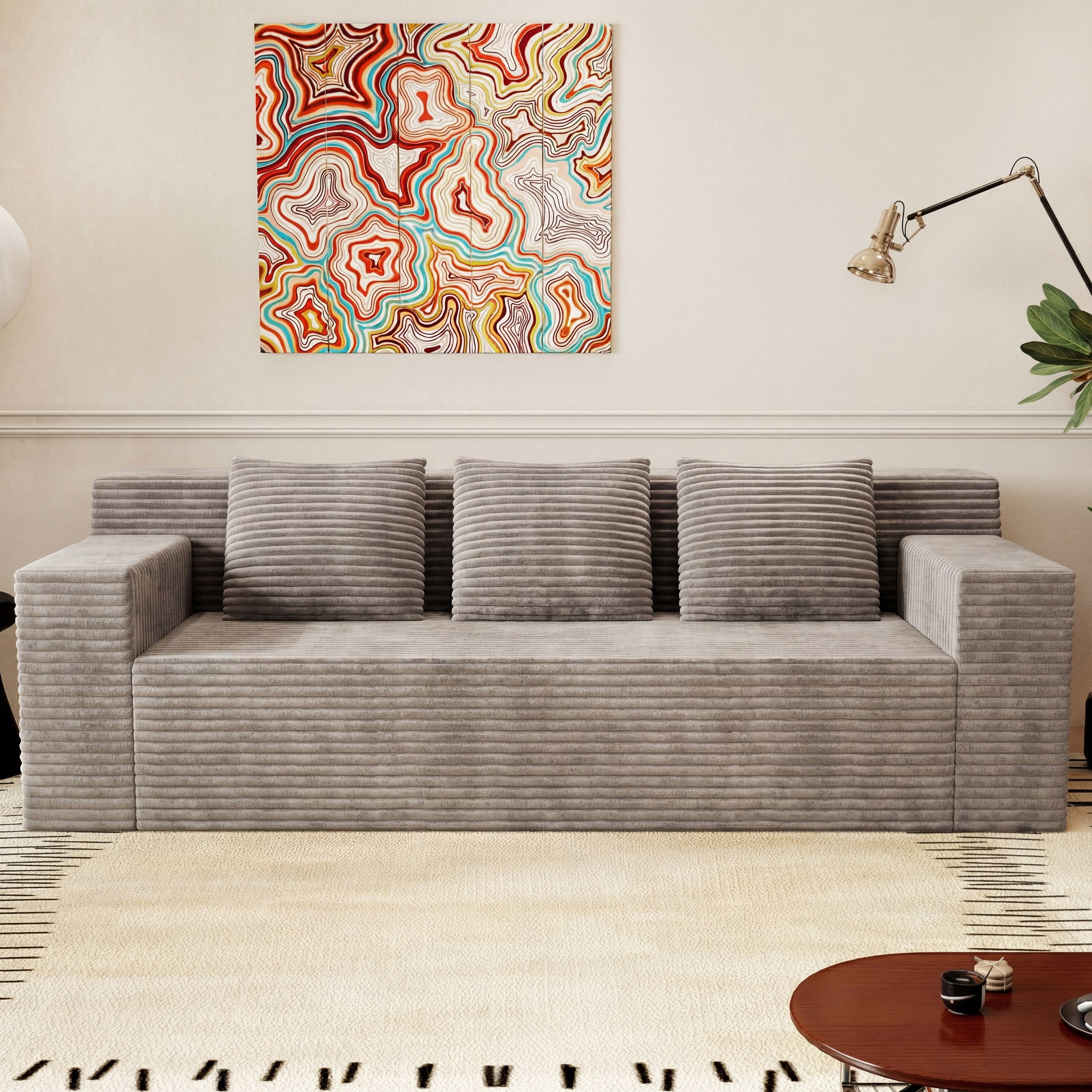 71" 3 Setaser Sofa,Corduroy Fabric,Deep Seat Couches,Comfy Loveseat Sofa,No Assembly,1pcs for Living Room, BedRoom,Conference Room, Apartment