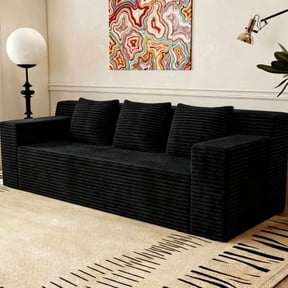 71" Loveseat Sofa,Deep Seat Couches,Corduroy Fabric,No Assembly,1pcs for Living room, Bedroom,Conference room ,Apartment,Black