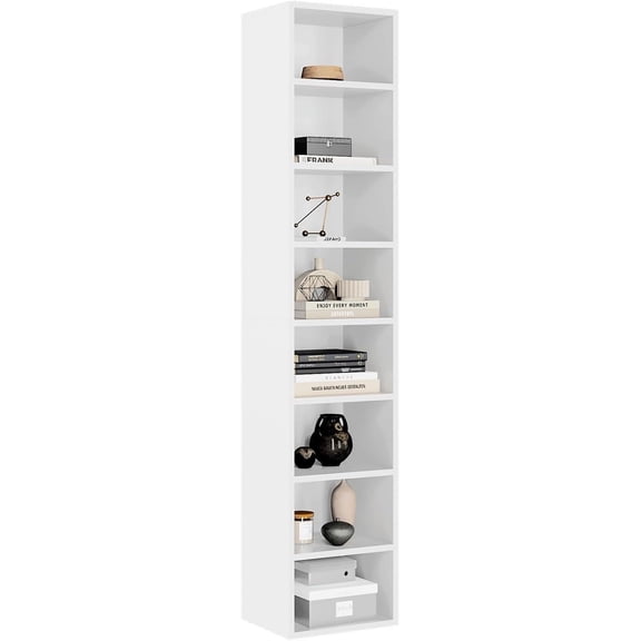 71.5" Tall Narrow Bookshelf, 8-Tier Cube Display Rack, Modern Corner Bookshelf with Storage Space, CD Storage Cabinet for Home Office (White 1 Pack, 8-Tier)