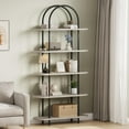 thumbnail image 1 of 71" 5-Tier Metal Collapsible Bookshelf, Portable Freestanding Bookcase, Tall Storage Organizer Display Rack for Home Office, Living Room, Grey, 1 of 9