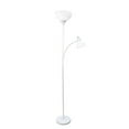 thumbnail image 1 of 71.5 in. Essentix Tall Traditional 2 Light Mother Daughter Metal Floor Lamp with Torchiere & Reading Light Plastic Shades, White, 1 of 1