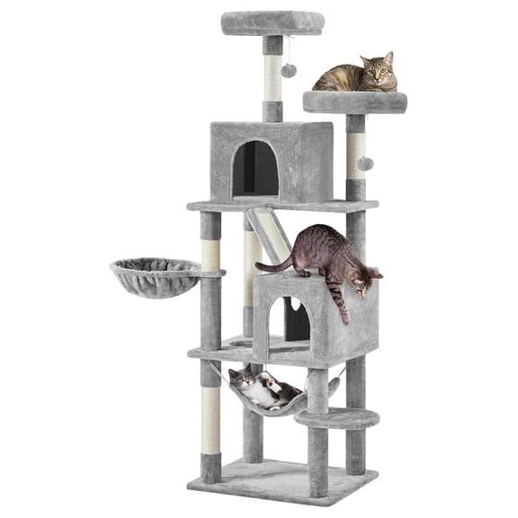71.5in Cat Tower, Multi-Level for Indoor Kittens with Condos & Scratching Posts, Light Gray
