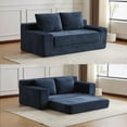 thumbnail image 1 of 71.65" Boneless Cloud Loveseat, Comfortable Deep Seat Sofa Bed, Reversible Cushion with Pillows, Modern Small Corduroy Couch for Living Room Bedroom, No Assembly Required (Dark Blue), 1 of 7