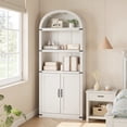 thumbnail image 1 of 71.65" Tall 5-Shelf Arched Farmhouse Bookcase – Wooden Storage Rack for Home Office and Living Room, 1 of 7