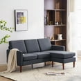 thumbnail image 1 of 71.65 W. Linen American Armrest 3 Persons With Concubine Pedal Indoor Modular Sofa in Beige Grey, 1 of 5