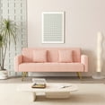 thumbnail image 1 of 71.7" Fleece Sofa Bed with Two Throw Pillows, Teddy Velvet Comfortable Large Sofa for Livingroom Office Bedroom, Pink, 1 of 7