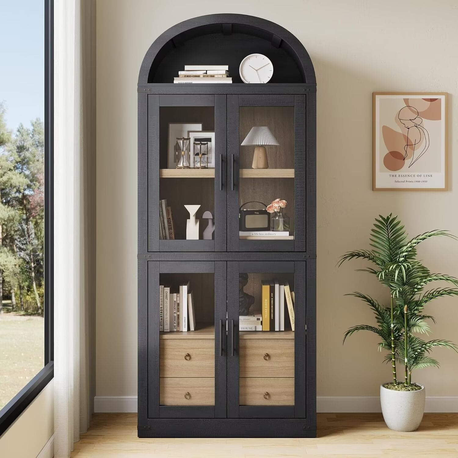 71.7" Tall Arched Kitchen Pantry Cabinet, Wood Kitchen Storage Cabinets with 2 Large Drawers and Doors, Modern Farmhouse Versatile Cupboard Bookcase for Dining Room, Bathroom, Home Office - Walmart.com