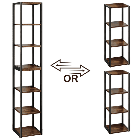 71.3" Corner Shelf Stand, 7-Tier Industrial Corner Shelves, Wall Corner Bookshelf, Display Shelf Tall Shelf Plant Stand for Bedroom, Bathroom, Living Room, Corridor