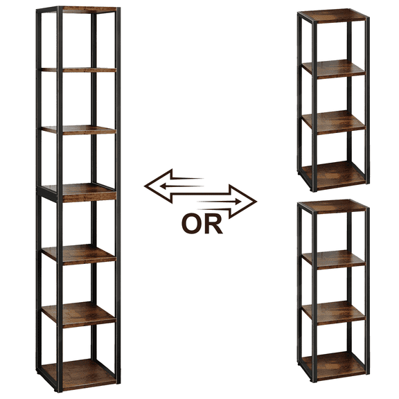 7-Tier Corner Bookcase, 71.3" Tall Narrow Corner Shelf Stand，Plant Stand，Display Shelf，Wall Corner Bookshelf for Living Room，Bedroom，Home Office