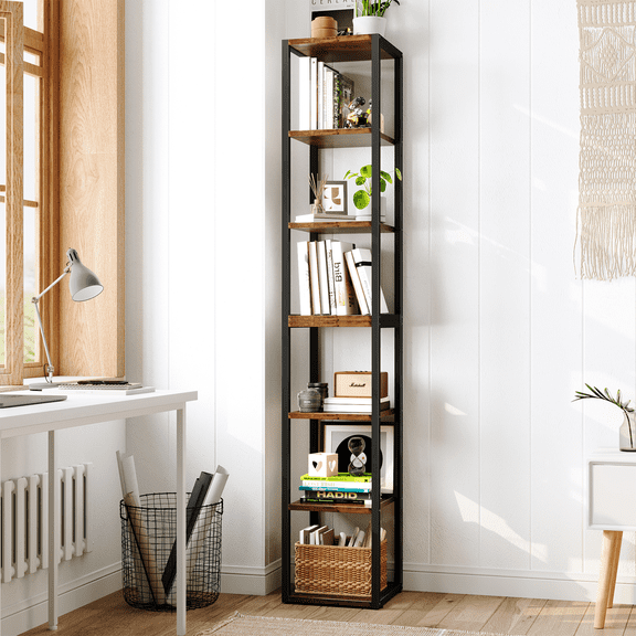 71" 7-Tier Separable Bookshelf, Storage Bookcase with Adjustable Shelves, Versatile for Living Room, Bedroom, Rustic Brown