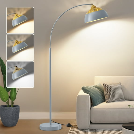 71" Arc Floor Lamps for Living Room, Standing Lamp with Adjustable Lamp Head, Modern Lamp with Foot Switch, Arched Reading Light for Bedroom, Office, 9W 3 Color Temperatures Bulb Included