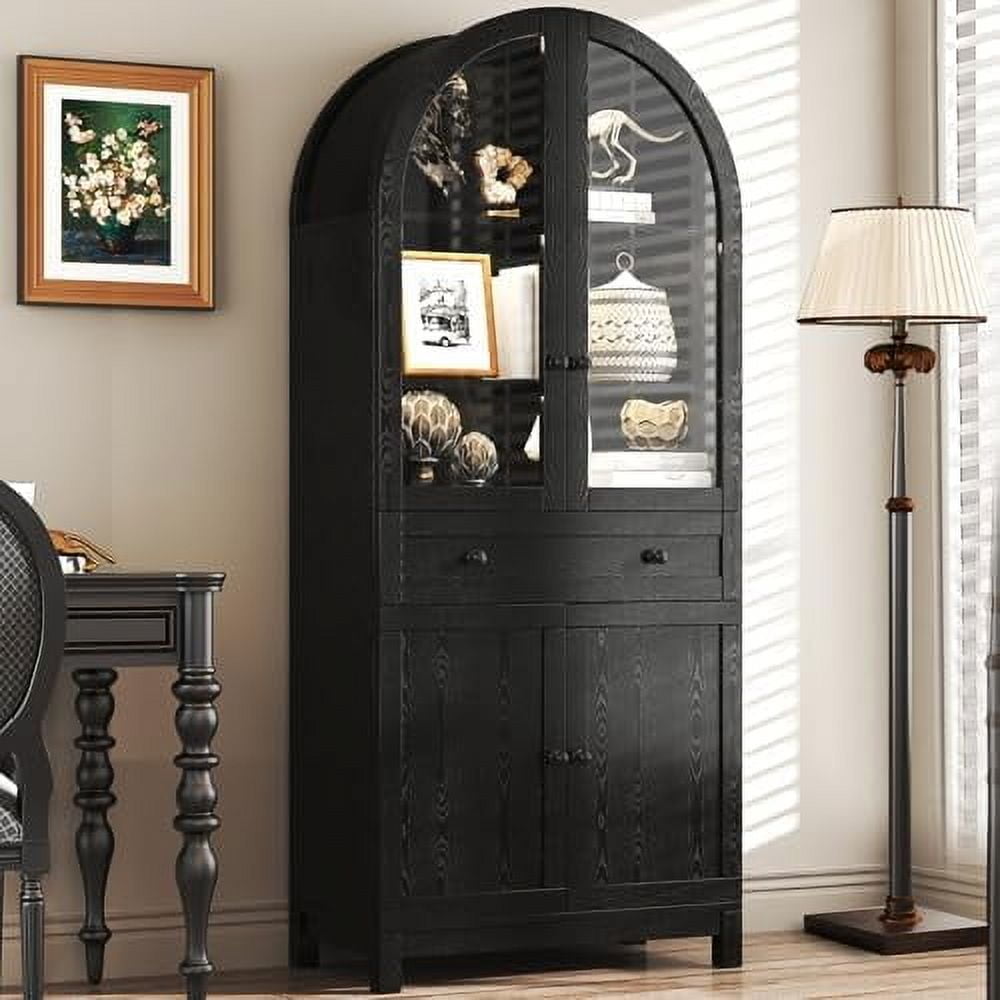 71'' Arched Cabinet with Doors, Arch Display Cabinet Modern Kitchen ...