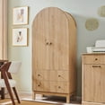 thumbnail image 1 of 71" Arched Storage Bookcases, 4-Tier Arched Wooden Bookshelf with 2 Drawer and 2 Shelves, Storage Pantry Cabinet for Office, Living Room, Kitchen, 1 of 7