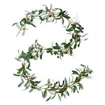71" Artificial Flower Rattans Decorative Snowy Olive Christmas Garland with Pine Berry, Garland for Christmas, Party, Indoor, Fireplace, Stairs Railing, Mantle Decor