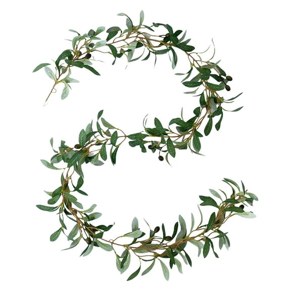 71" Artificial Flower Rattans Decorative Snowy Olive Christmas Garland with Pine Berry, Garland for Christmas, Party, Indoor, Fireplace, Stairs Railing, Mantle Decor