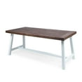 thumbnail image 1 of 71" Brown and White Contemporary Rectangular Outdoor Patio Dining Table, 1 of 7
