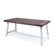 71" Brown and White Contemporary Rectangular Outdoor Patio Dining Table