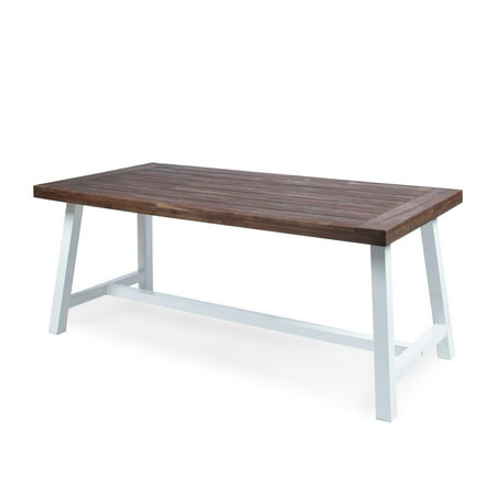71" Brown and White Contemporary Rectangular Outdoor Patio Dining Table