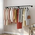 71“ Clothing Rack Wall Mount Clothes Rail Garment Hanger Bar Laundry