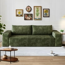 71" Cloud Loveseat Sofa, 3-Seater Boneless Couch in a Box, Memory Foam Corduroy Sofa, Deep Seat Compact Couch, Ready to Use(Green)