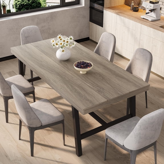 71 " Computer Desk for 6-8, Industrial Office Desk with Sturdy Metal Base, Writing Desk, Long Large Dining Table for Kitchen, Rectangle Table for Living Room & Kitchen, (Table Only)