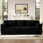 71" Corduroy Boneless Loveseat Sofa, Modern 3-Seater Cloud Couch with Memory Foam & 3 Pillows, No Assembly Required