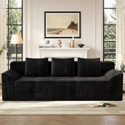 71" Corduroy Boneless Loveseat Sofa, Modern 3-Seater Cloud Couch with Memory Foam & 3 Pillows, No Assembly Required
