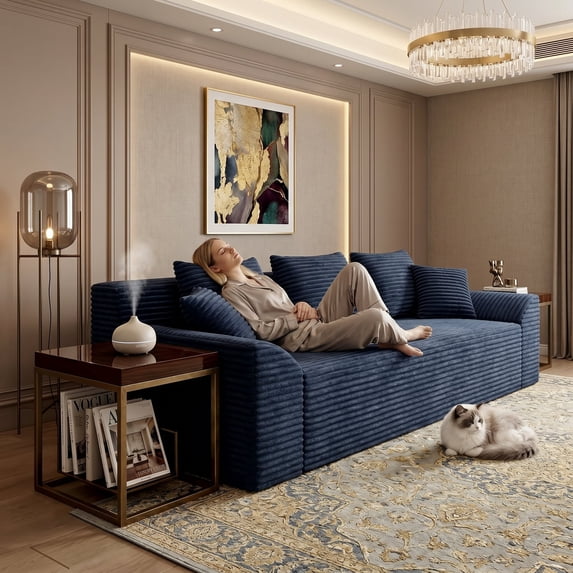 71" Corduroy Cloud Loveseat Sofa for Small Spaces, Memory Foam Boneless Couch in a Box, Compressed Small Loveseat for Living Room Bedroom Apartment, No Assembly Required