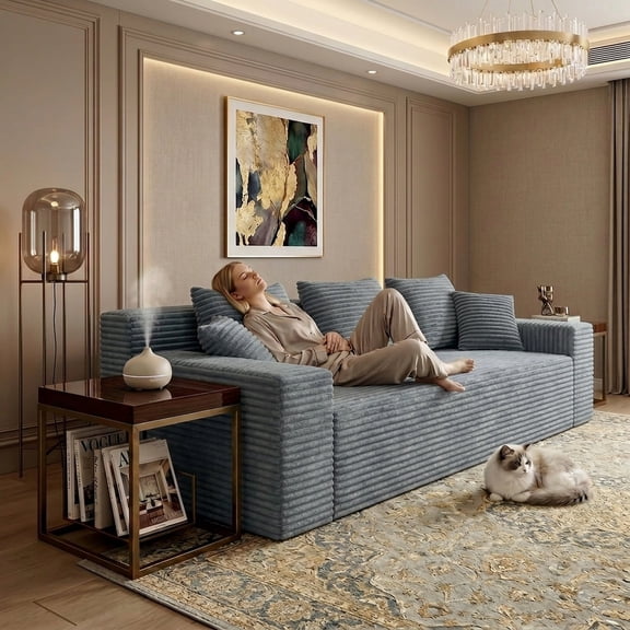 71" Corduroy Cloud Loveseat Sofa for Small Spaces, Memory Foam Boneless Couch in a Box, Compressed Small Loveseat for Living Room Bedroom Apartment, No Assembly Required