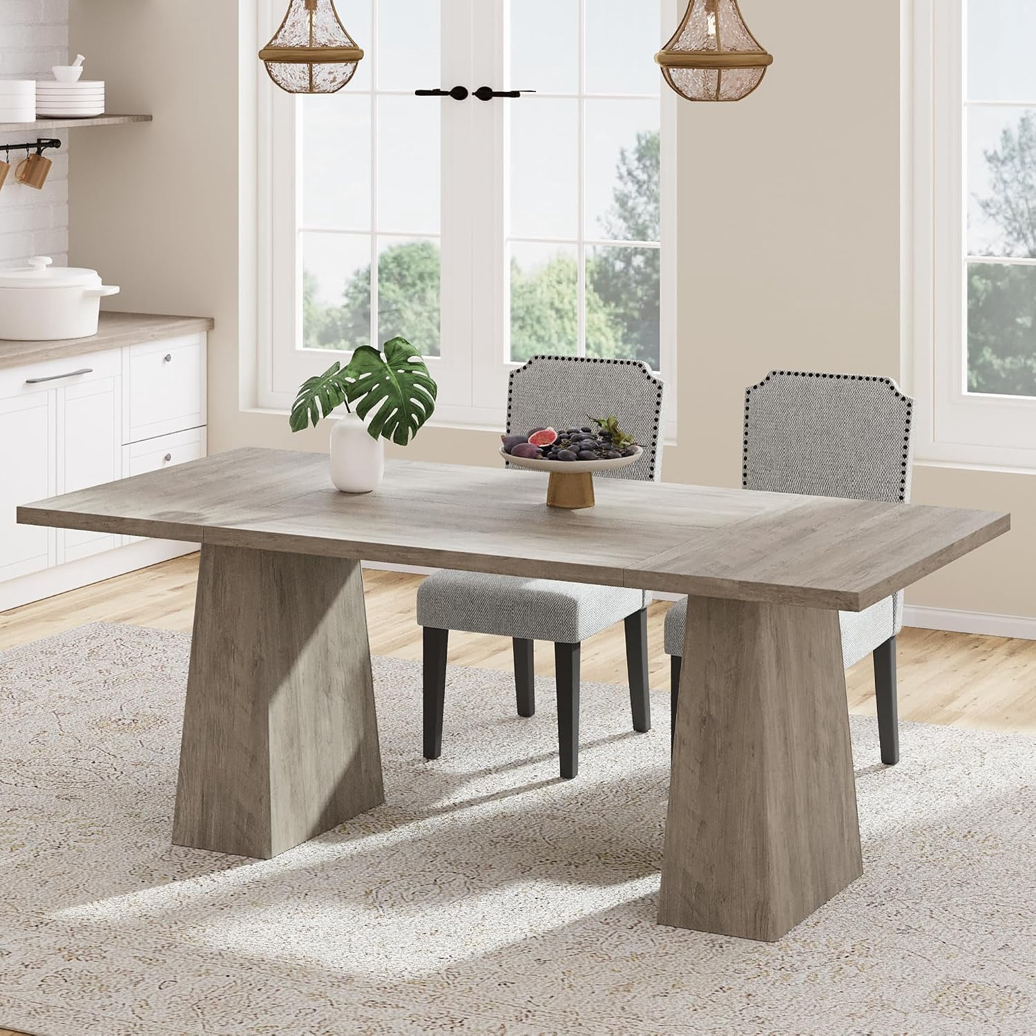 71" Dining Table for 6-8, Rectangle Table with Thick Heavy-Duty Legs ...