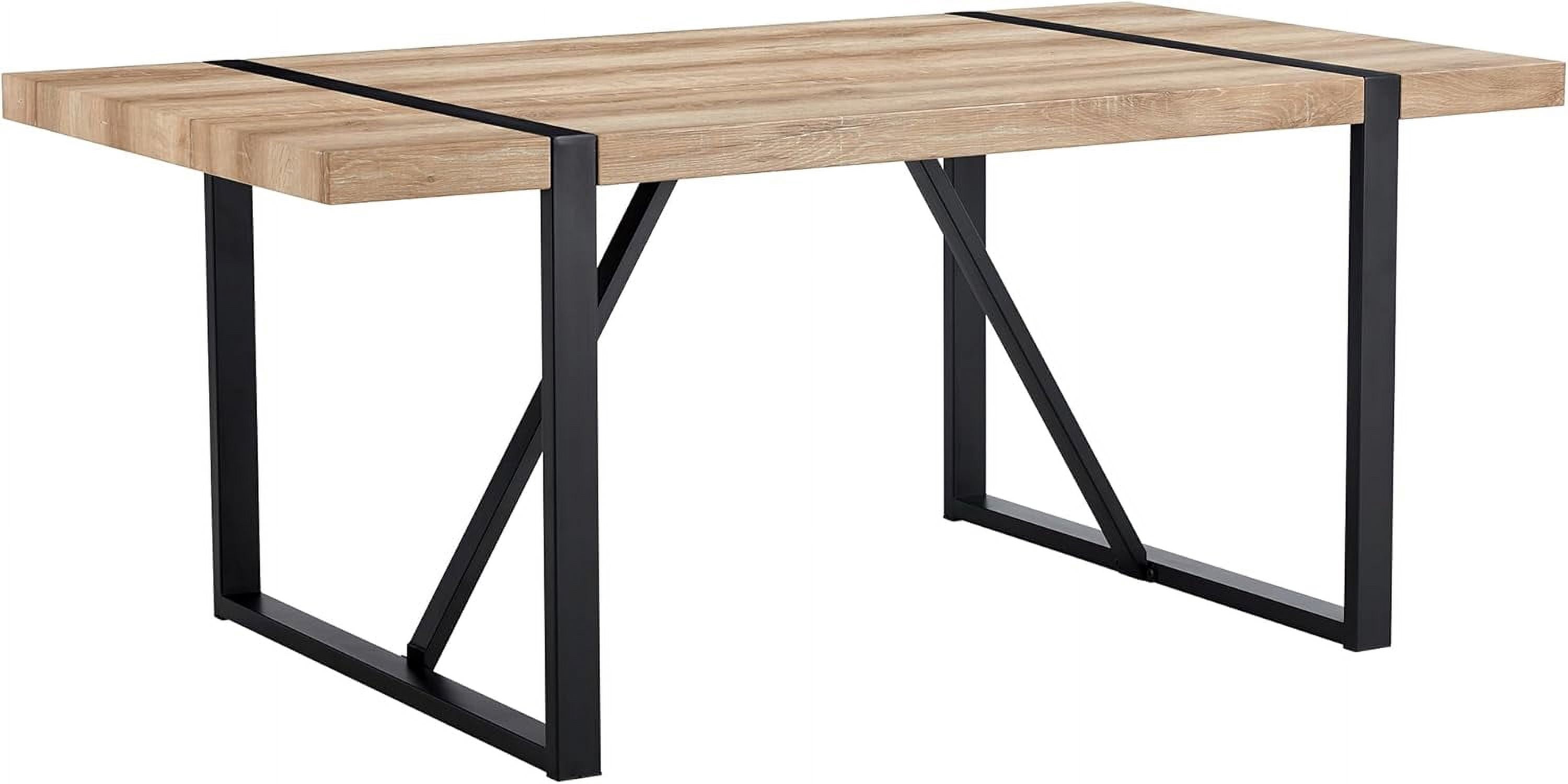 71'' Dining Table, Rectangular Modern Wood Dining Table with Black ...